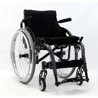 Karman S-Ergo ATX in Diamond Black, shown with optional push handles