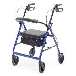 Protekt Aluminum Rollator in blue, three-quarter view