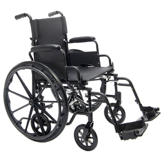 Protekt Cambria in wheelchair mode with the 24 inch rear wheels fitted, three-quarter view facing right
