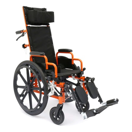 Circle Specialty Ziggo Pro pediatric reclining wheelchair, 12" seat, orange frame