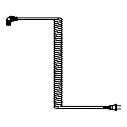 Joerns drawing of Hoyer power cable 400-3016, a coiled cable with a wall plug and an angled plug for the control box