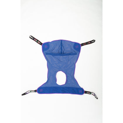 Invacare Reliant full body sling with commode opening laid flat