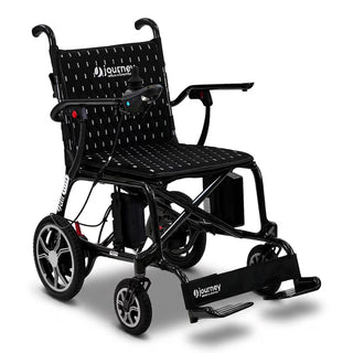 Journey Air Elite carbon fiber folding power chair in Black, front three-quarter view