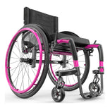 Motion Composites APEX C with Fuchsia color accents and matching Air Grip handrims, front three quarter view