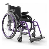 Motion Composites Helio A7 in Electric Purple with matching Air Grip handrims, front three quarter view