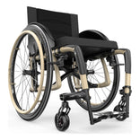 Motion Composites Veloce in Desert Sand with matching Air Grip handrims, front three quarter view