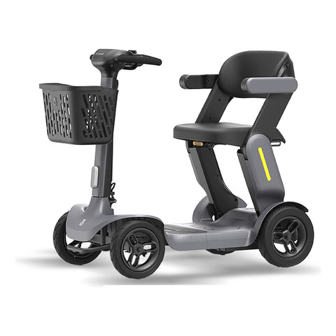 Paiseec S3 folding 4-wheel mobility scooter in gray, with the front basket