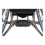 Close up of the GOAT's titanium frame and carbon fiber camber tube with the Top End logo