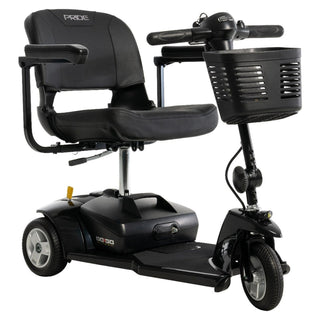 Pride Go Go Ultra X 3-Wheel mobility scooter in Black, right three-quarter view