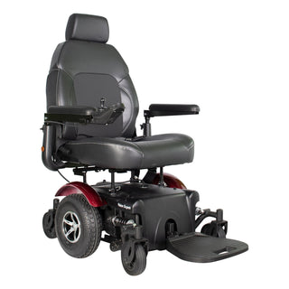 Merits Vision Sport power wheelchair in Red, three-quarter view facing right