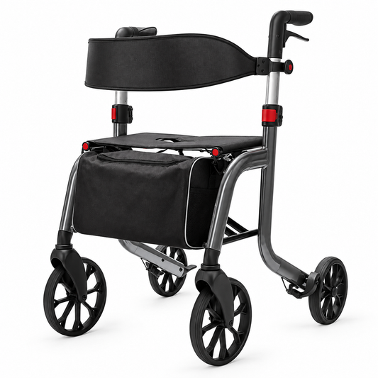 NOKA Samba 035 rollator in Grey, three-quarter view