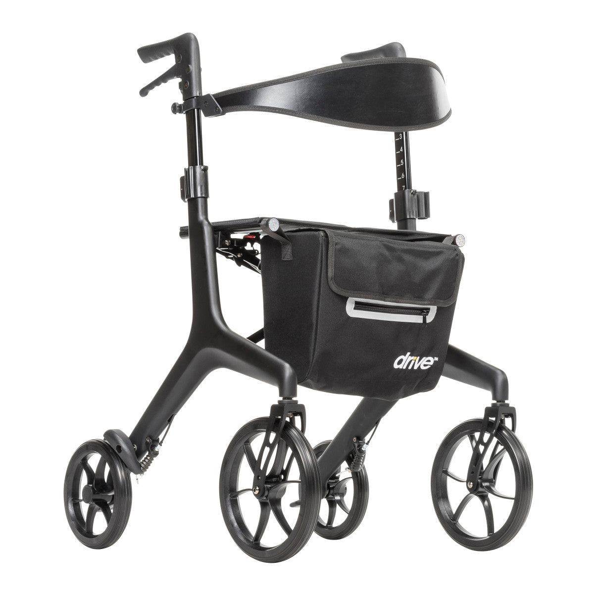 Drive AeroCarbon Ultra-Lite Rollator in black, three-quarter view