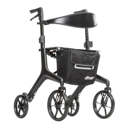 Drive AeroCarbon Ultra-Lite Rollator in black, three-quarter view