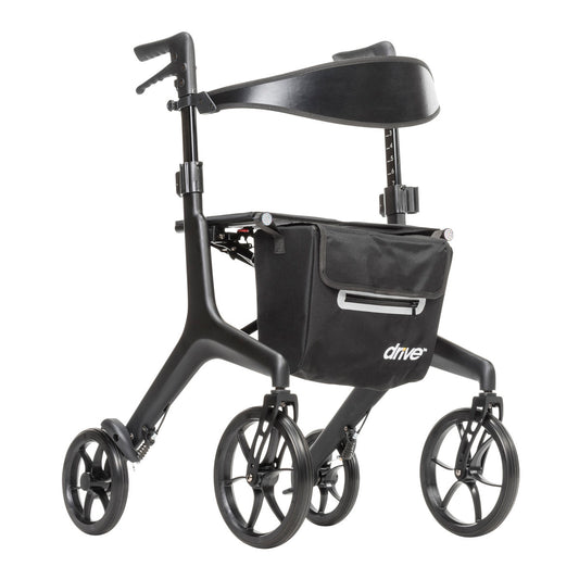 Drive AeroCarbon Ultra-Lite Rollator in black, three-quarter view