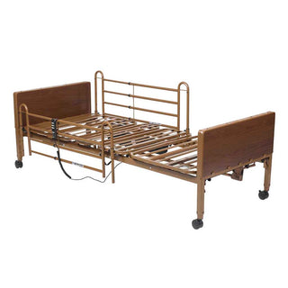 Drive Competitor II semi-electric bed, deck flat, shown with a half rail that is sold separately