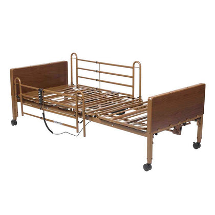 Drive Competitor II semi-electric bed, deck flat, shown with a half rail that is sold separately