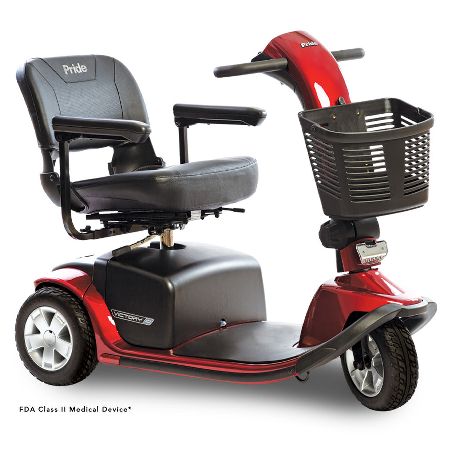 Pride Victory 10 3-Wheel in Candy Apple Red, right-facing three-quarter view