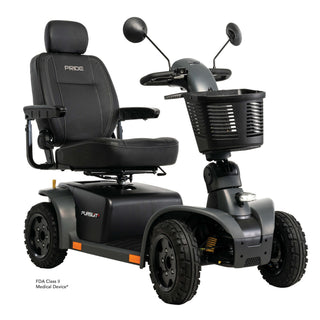Pride Pursuit 2 mobility scooter in Gray (Matte), right three-quarter view