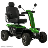 Pride Baja Wrangler 2 off-road mobility scooter in Green Machine, three-quarter beauty view