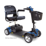 Pride Go Go Sport 4-Wheel mobility scooter in Blue, right three-quarter view