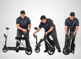 Pride i-Go in matte Black, three-step folding sequence