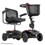 Pride Go Go Endurance AL+ 4-Wheel mobility scooter in Garnet Red, low-angle beauty view