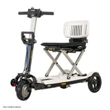 Pride i-Go folding scooter in matte White, left three-quarter view