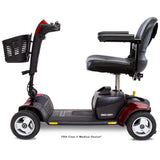 Pride Go Go Sport 4-Wheel mobility scooter in Red, left profile view