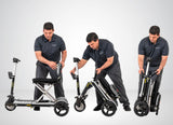 Pride i-Go in matte White, three-step folding sequence
