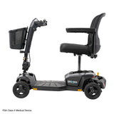 Pride Go Go Endurance AL+ 4-Wheel mobility scooter in Euro Grey, left side profile view