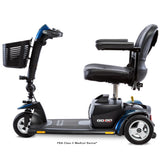 Pride Go Go Sport 3-Wheel mobility scooter in Blue, left profile view