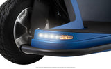 Pride Maxima 3-Wheel LED headlight, left side closeup