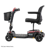 Pride Go Go Endurance AL+ 4-Wheel mobility scooter in Garnet Red, left side profile view