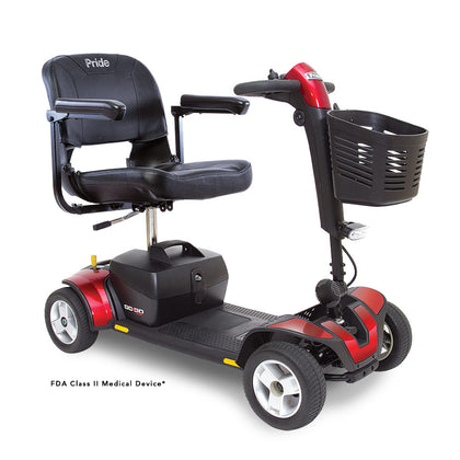 Pride Go Go Sport 4-Wheel mobility scooter in Red, right three-quarter view