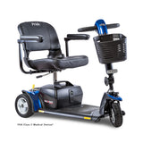 Pride Go Go Sport 3-Wheel mobility scooter in Blue, right three-quarter view