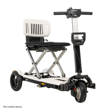 Pride i-Go folding scooter in matte White, right three-quarter view