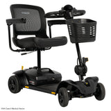 Pride Go Go Elite Traveller 2 Platinum in Black, right-facing three-quarter view