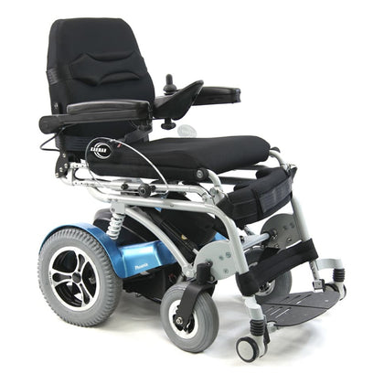 Karman XO-202 power standing wheelchair, three-quarter view