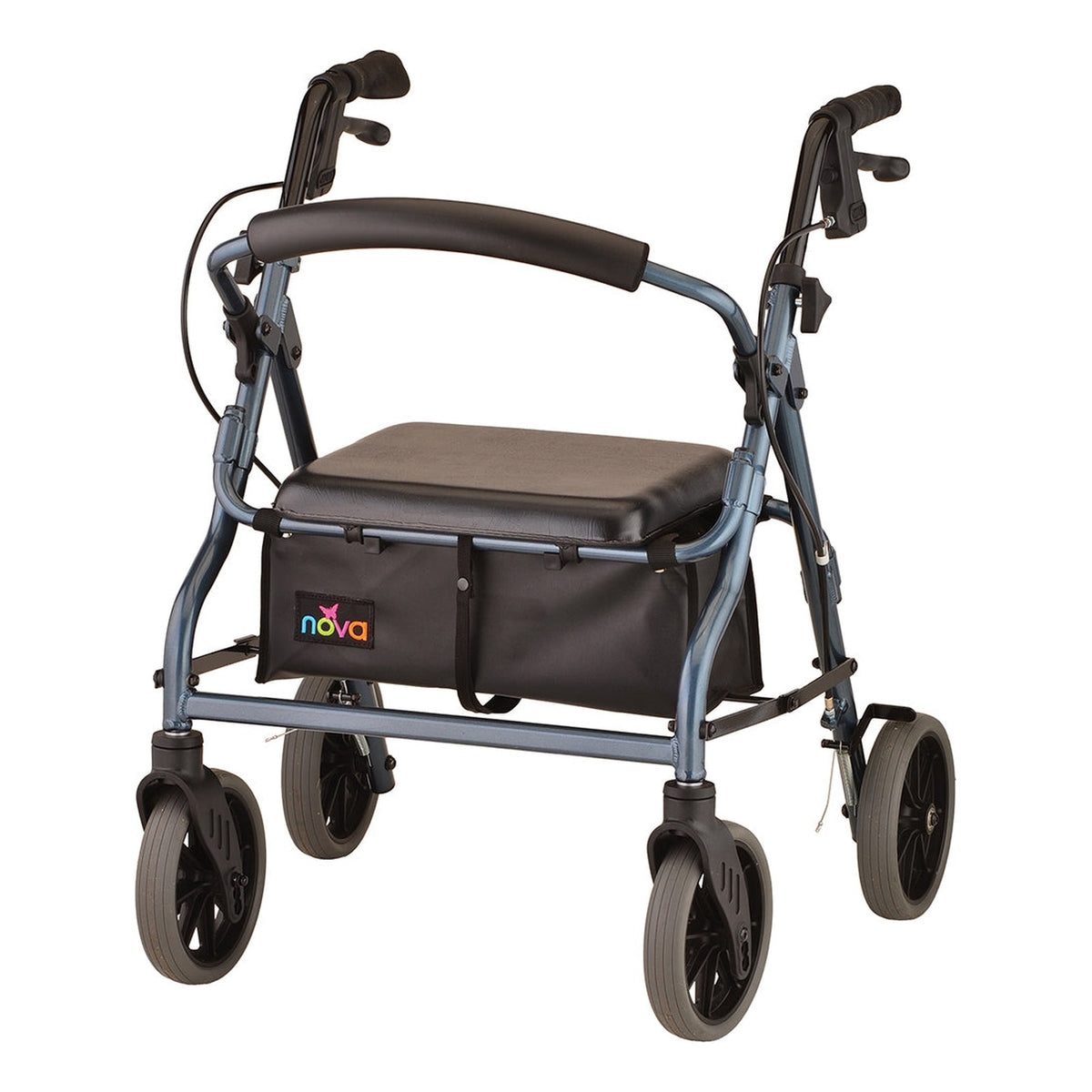 Nova Zoom 18" rolling walker in Blue, three-quarter view facing right