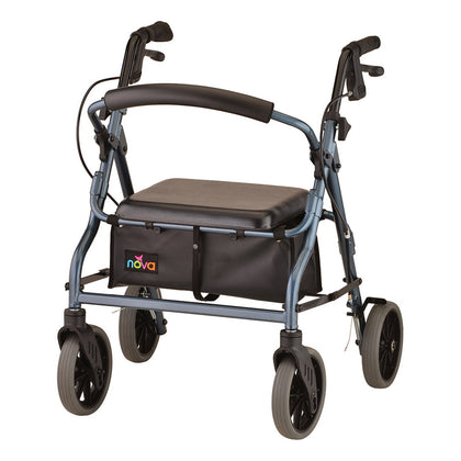 Nova Zoom 18" rolling walker in Blue, three-quarter view facing right