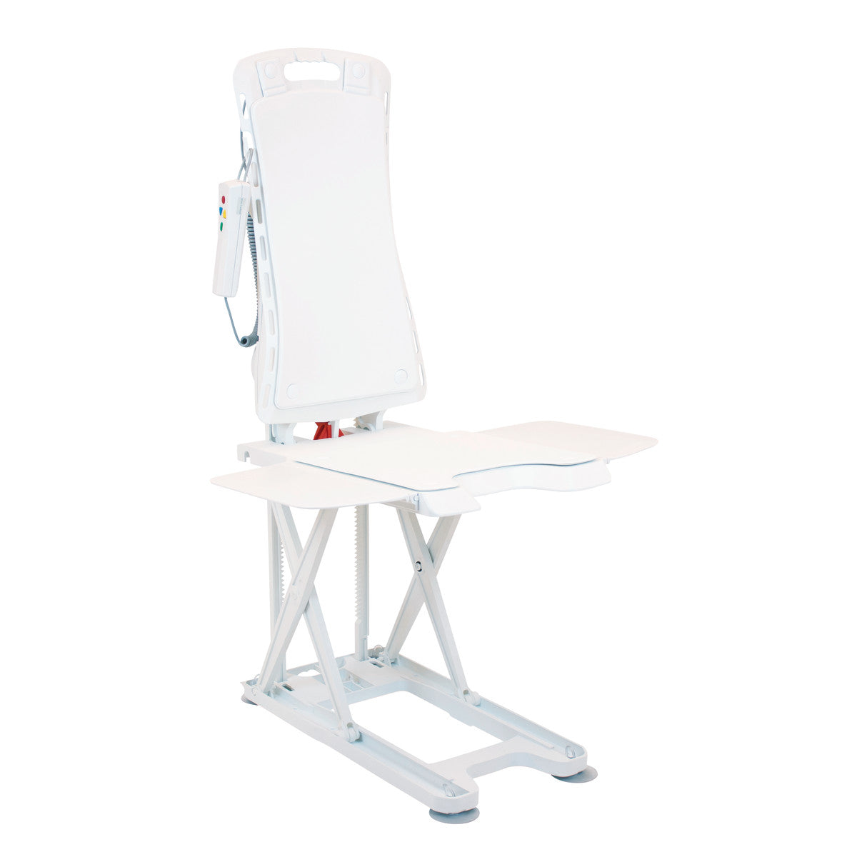 Drive Bellavita Dive Bath Lift, three-quarter view with the seat raised