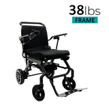 ComfyGo IQ-Carbon folding power wheelchair, upright front three-quarter view