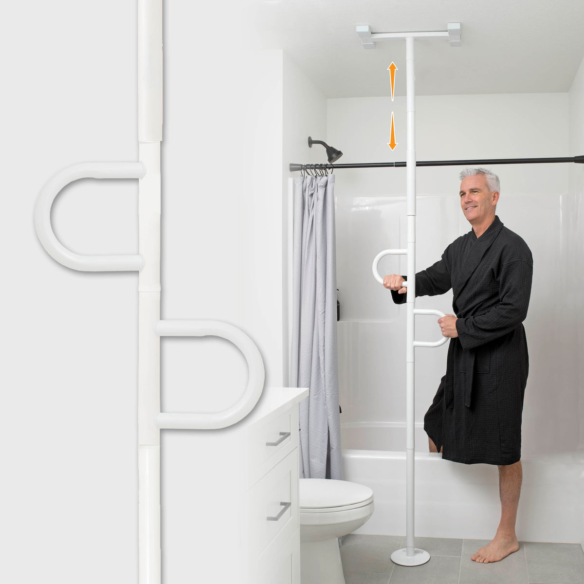 Double Handle Floor to Ceiling Grab Bar, 8142-W