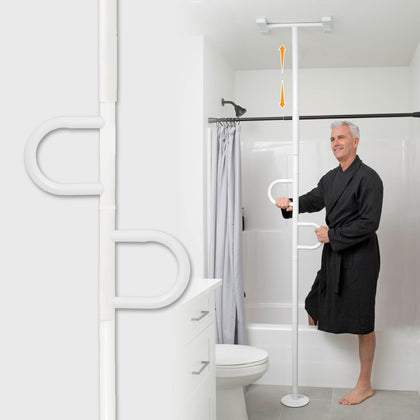 Double Handle Floor to Ceiling Grab Bar, 8142-W