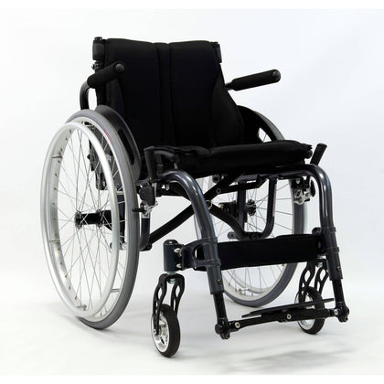 Karman S-Ergo ATX in Diamond Black, shown with optional push handles