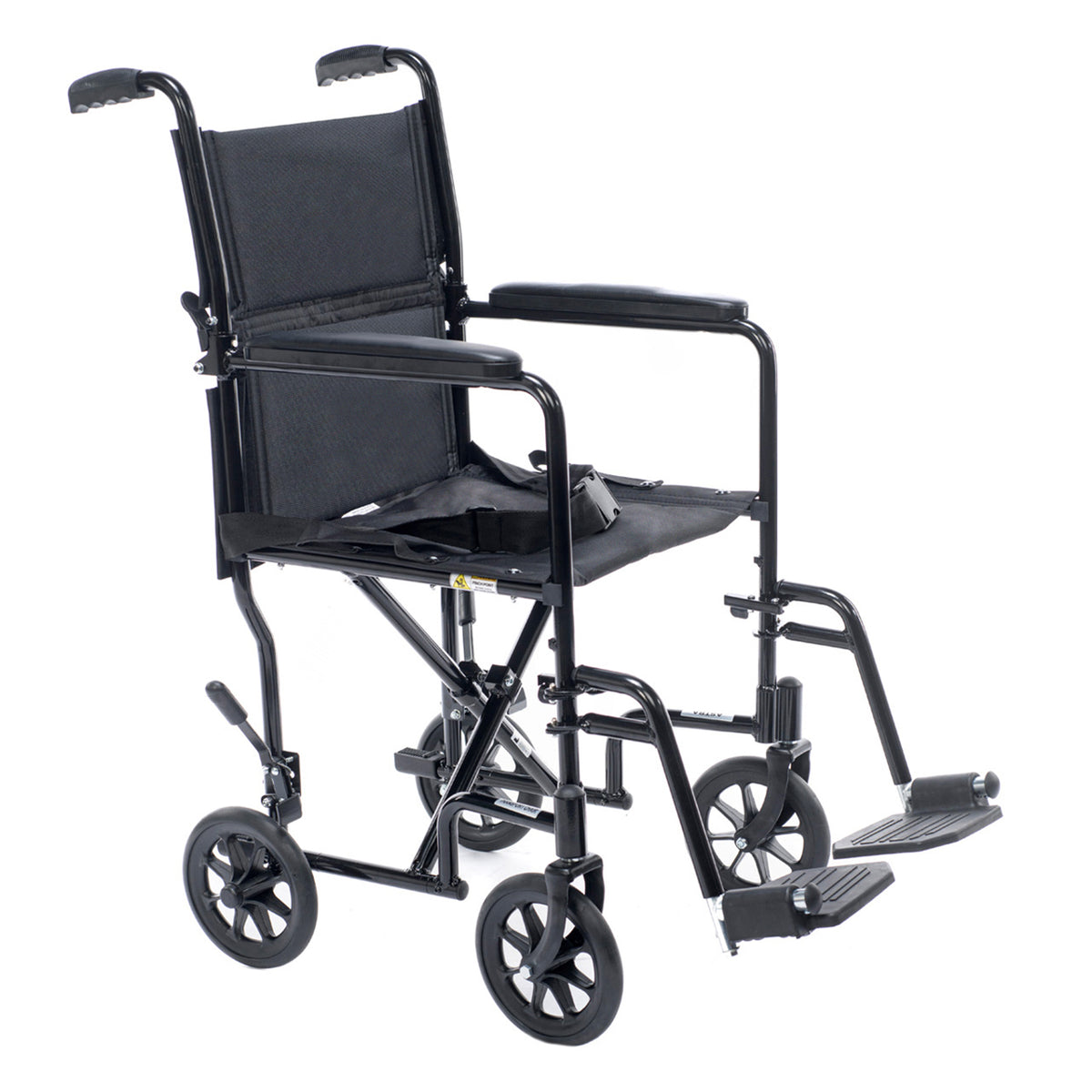 Astra Aluminum Transport Chair in black, three-quarter view facing right