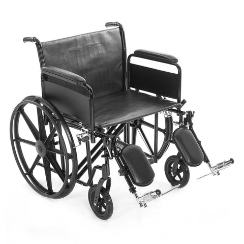 Titus bariatric wheelchair, three-quarter view facing right, with elevating legrests