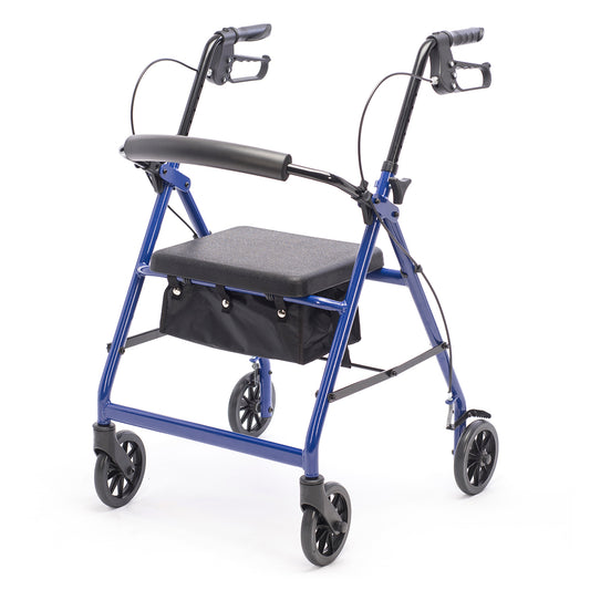 Protekt Aluminum Rollator in blue, three-quarter view
