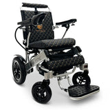 ComfyGo Majestic IQ-8000 folding power wheelchair, silver frame with the black cushion
