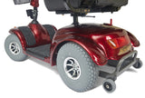 Golden Avenger: rear wheels and anti-tip wheels, close-up